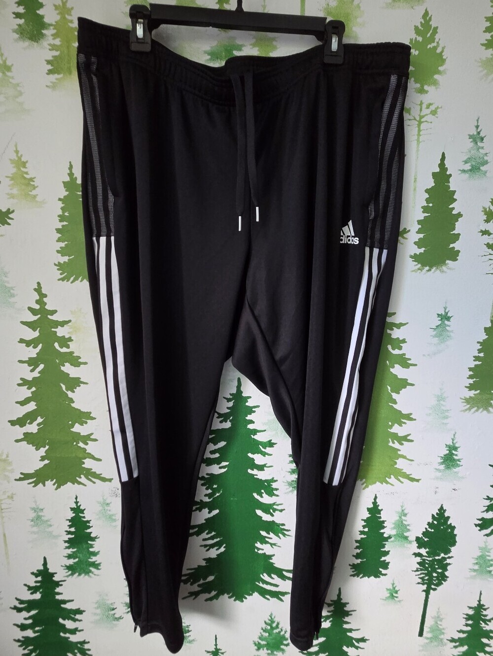 Adidas Black Track Pants with White Three-Stripes